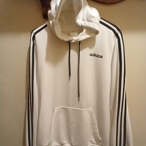 Adidas BRAND NEW NO TAGS White Hoodie with Black Stripes